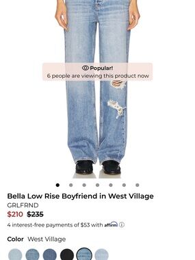 GRLFRND Boyfriend Jeans in West Village Light Blue